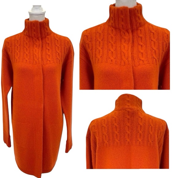 Marconi Sweaters - Marconi Cashmere & Wool Long Cardigan Medium Orange